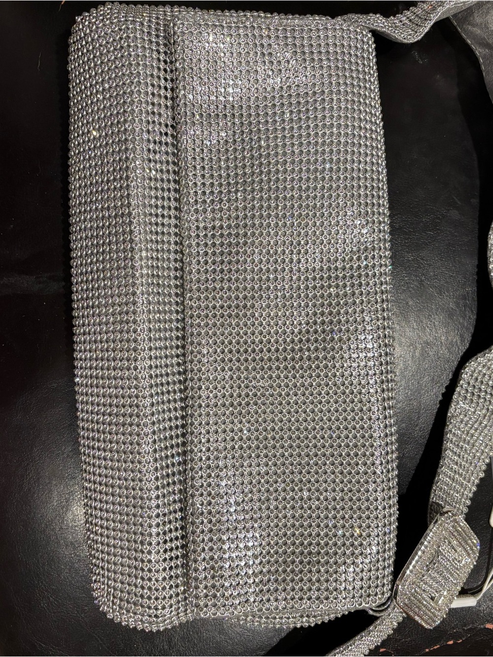 Urban Expressions Silver Crystal Mesh Crossbody Purse